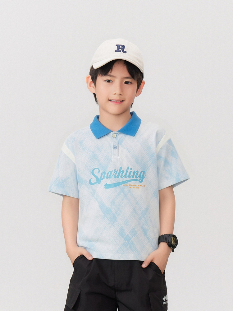Unisex Kids' Casual Polo Shirt - 16L0003 - Light Blue main/front image 4