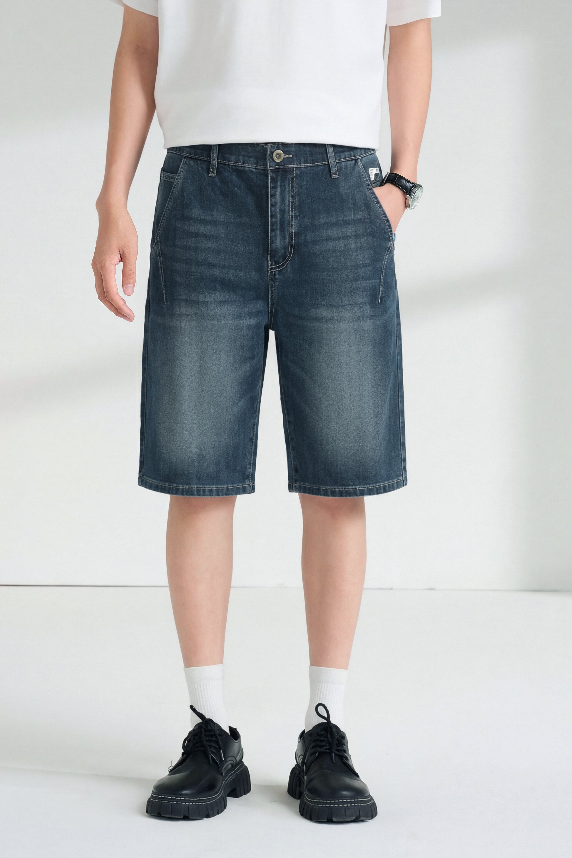 Men's Denim Shorts - 16N1037 - Light Gray image 3