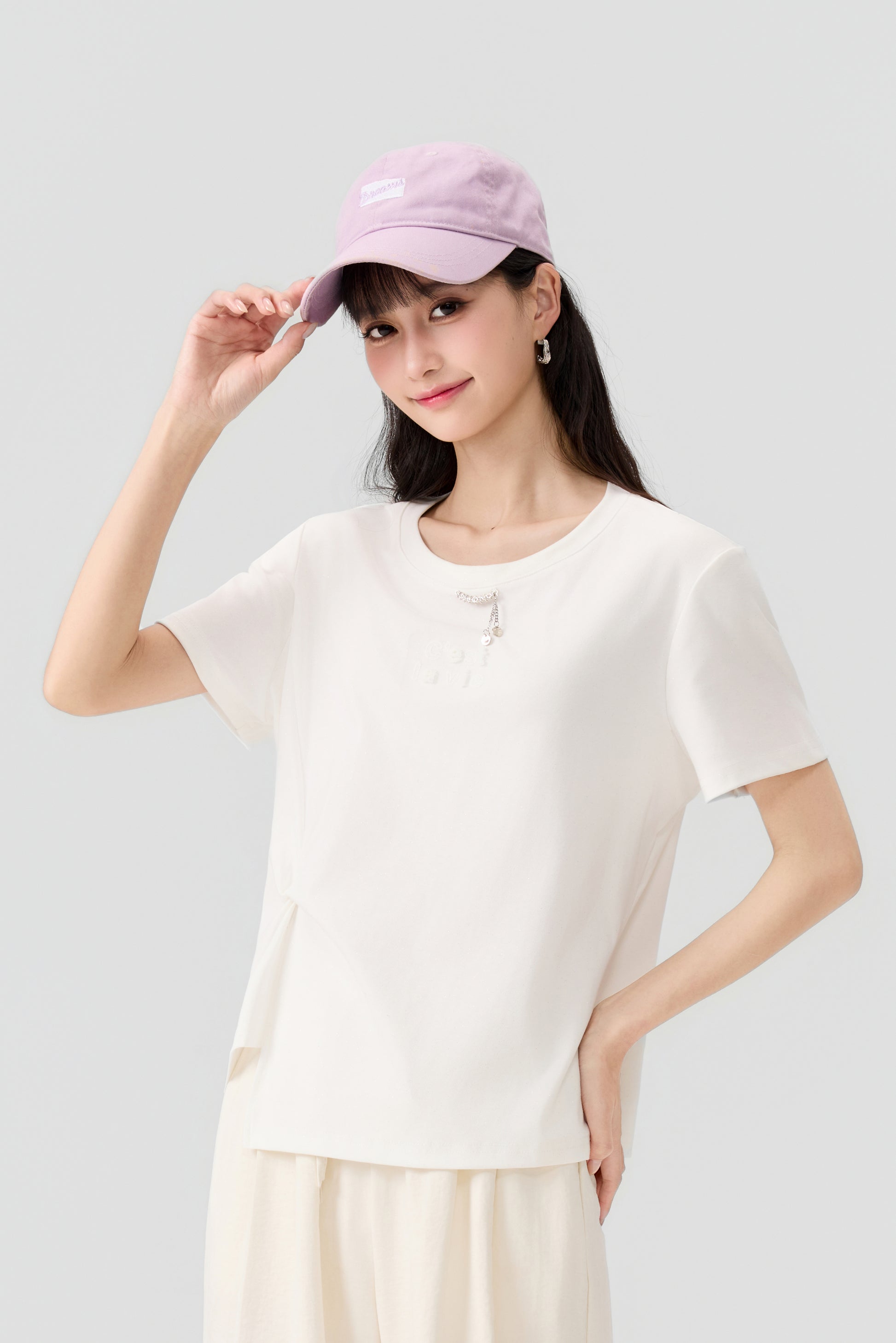Women's Embellished Short-Sleeve T-Shirt - 16T5035 - White main/front image 2