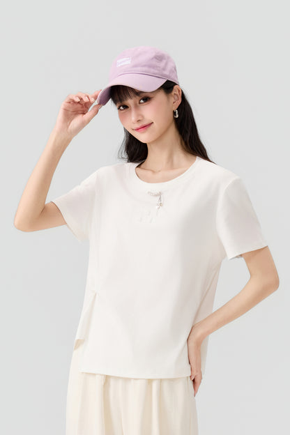 Women's Embellished Short-Sleeve T-Shirt - 16T5035 - White main/front image 2