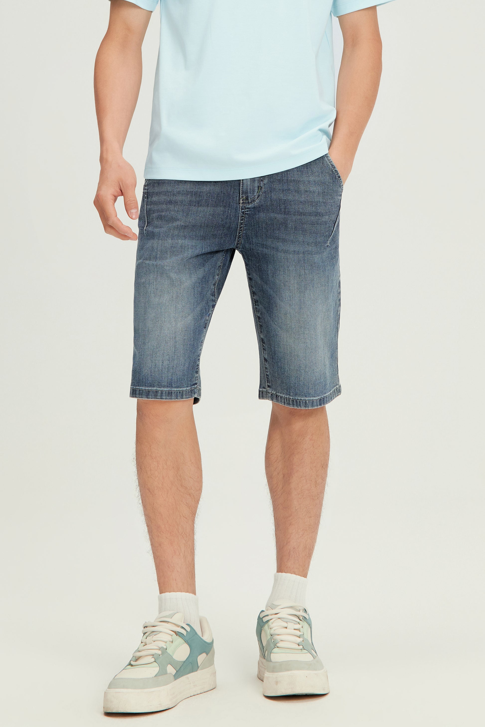 Men's Denim Shorts - 16N1037 - Light Gray image 2