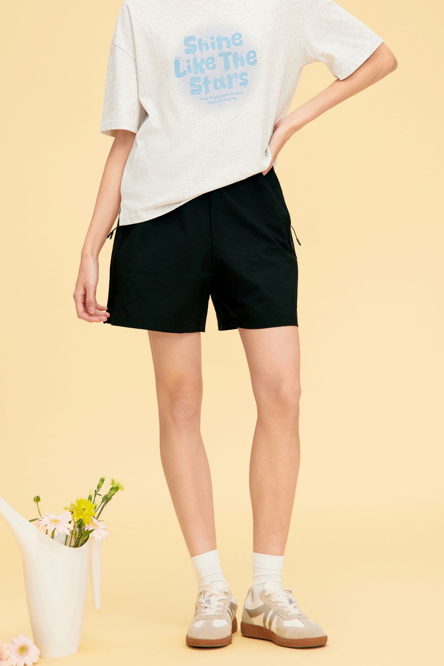 Women's Drawstring Shorts - 16K5034 - Black image 2