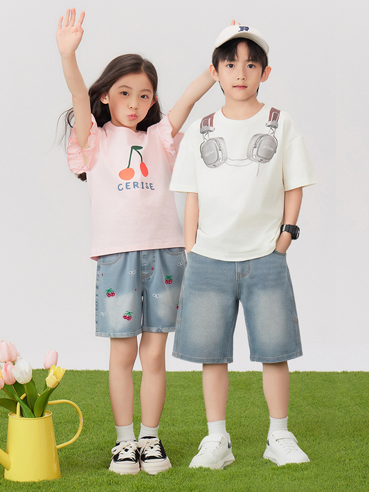 Unisex Kids' Denim Shorts - 16N0006 - Dark Denim Blue group/front image 3