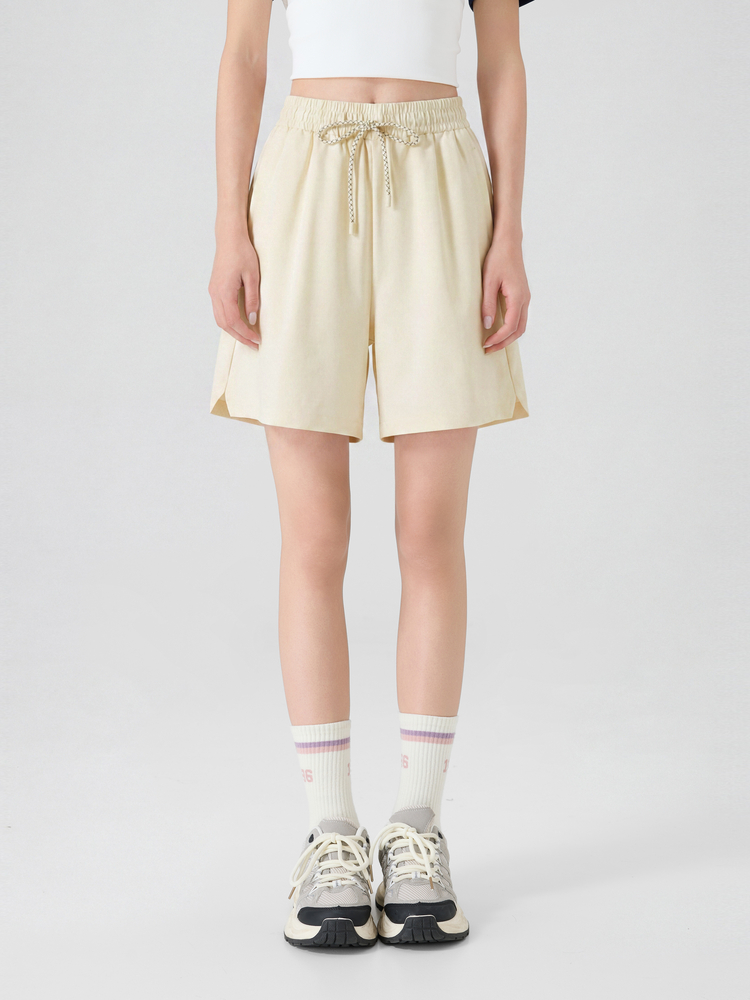 Women's Drawstring Shorts - 16K5034 - Pale Yellow image 5
