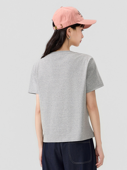 Women's Embellished Short-Sleeve T-Shirt - 16T5035 - Heather Gray back view image 4
