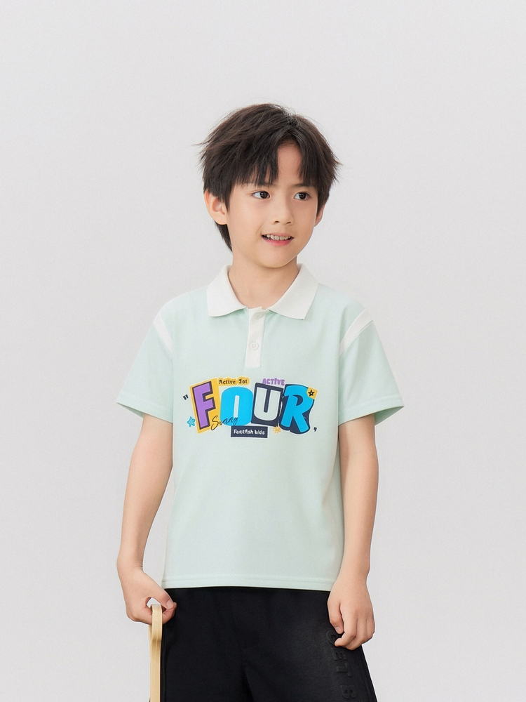 Unisex Kids' Casual Polo Shirt - 16L0003 - Lake Blue main/front image 2