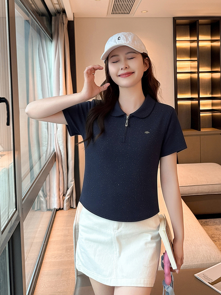 Women's Half-Zip Polo Shirt - 16L5012 - Light Gray image 1