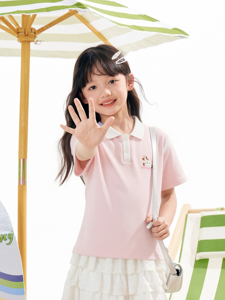 Unisex Kids' Casual Polo Shirt - 16L0003 - Light Pink main/front image 1