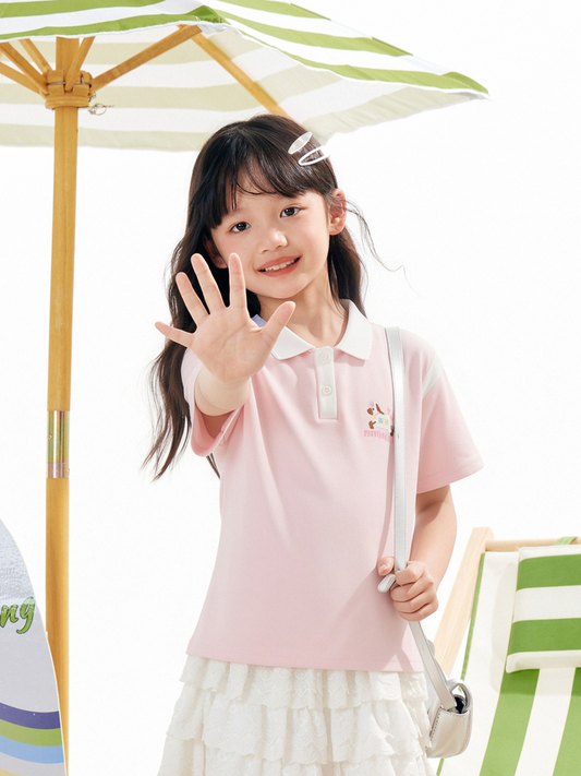 Unisex Kids' Casual Polo Shirt - 16L0003 - Light Pink main/front image 1
