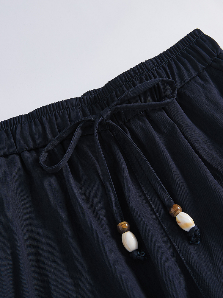 Women's Wide-Leg Pants - 16N5055 - Navy waistband detail image 3