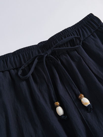 Women's Wide-Leg Pants - 16N5055 - Navy waistband detail image 3