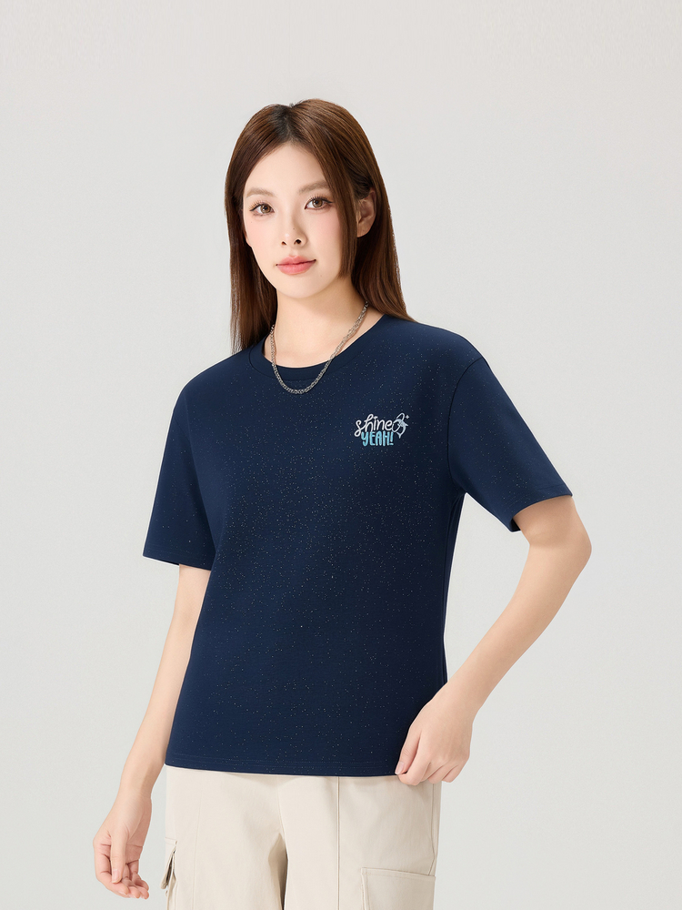 Women's Shine Yeah Crew-Neck T-Shirt - 16T5093 - Navy image 1