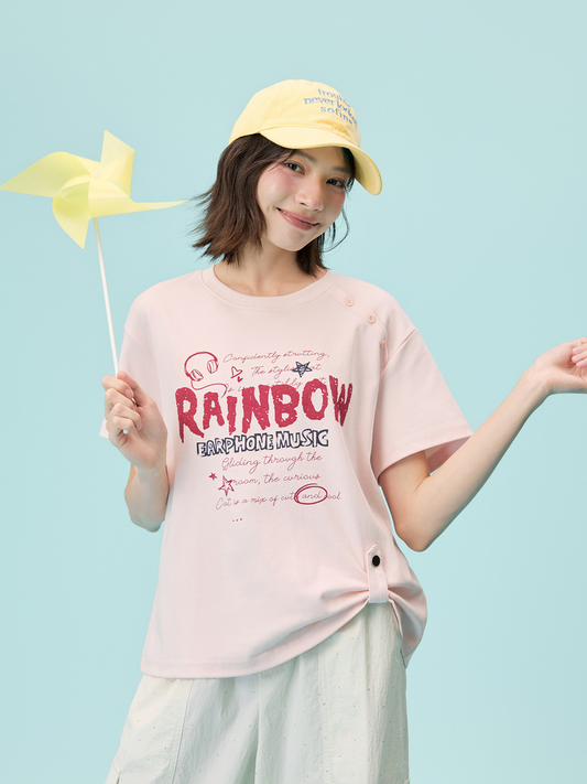 Women's Rainbow Graphic Short-Sleeve T-Shirt - 16T5122 - Light Pink main/front image 1