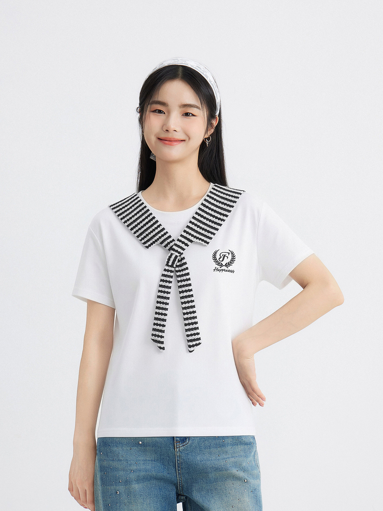 Women's Slightly Loose Crew-Neck T-Shirt - 16T8017 image 1