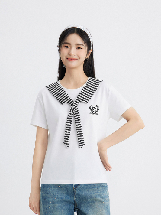 Women's Slightly Loose Crew-Neck T-Shirt - 16T8017 image 1